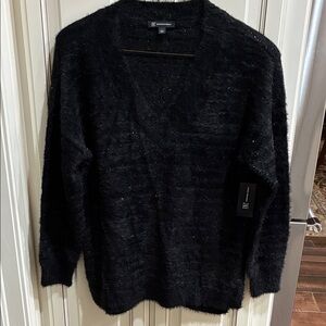 INC International Concepts Black V-Neck Sweater
